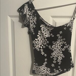 Floral Black and White Women's Top